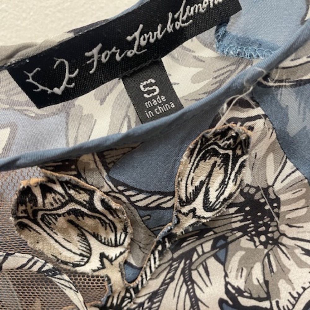 For Love & Lemons Sierra Silk Mini Dress Blue Floral EUC - Picture 9 of 15
